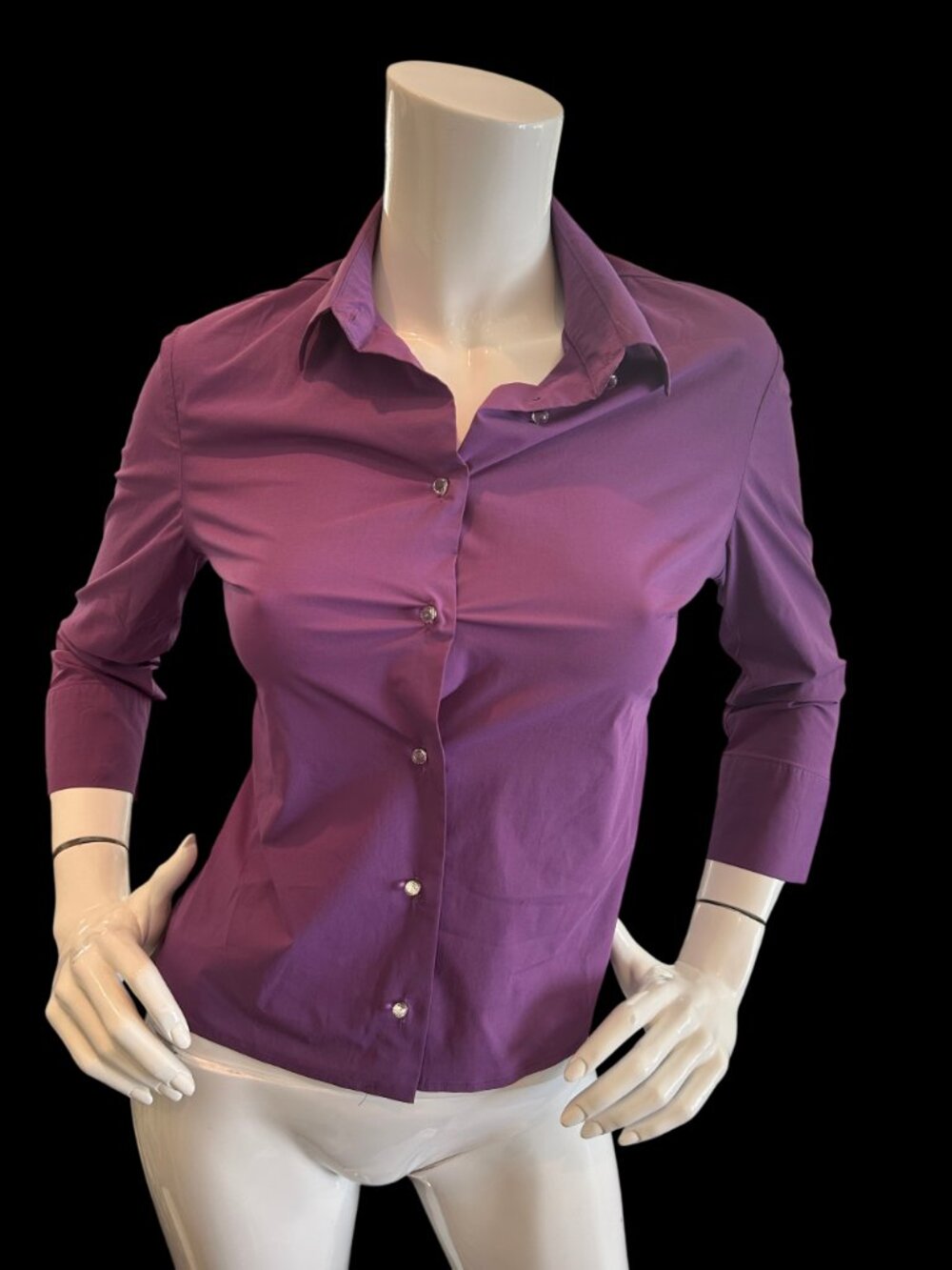 Vintage Versace Versus Blouse Top Y2K Office Siren US XS 24/38 Purple Crystal